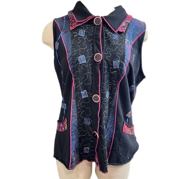 Parsley & Sage Embroidered Art To Wear Hippie Boho Lagenlook Vest Size Large - Picture 1 of 9